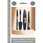 Carlburn #kozmetik Siyah Suya Dayanıklı Dolgun Kalıcı Eyeliner Maskara Kalem 3'ü 1 Arada Göz Makyajı Seti
