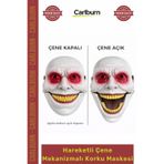 Carlburn #Maske Gerçekçi Ürkütücü Halloween Kostüm Sahne Hareketli Çene Mekanizmalı Kırmızı Korku Maskesi