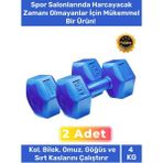 Carlburn Özel Plastik Köşeli Spor Egzersiz Vücut Kas Geliştirme Fitness Ağırlık Mavi 4 kg Dambıl Set - 2 Adet