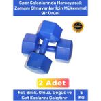 Carlburn Özel Plastik Köşeli Spor Egzersiz Vücut Kas Geliştirme Fitness Ağırlık Mavi 5 Kg Dambıl Set - 2 Adet