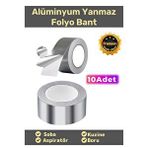 Carlburn Özel Suya Sıcaklığa Dayanıklı Tamir Soba Boru Yama Alüminyum Yanmaz Folyo Bant 44MM 10MT - 10 Adet
