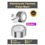 Carlburn Özel Suya Sıcaklığa Dayanıklı Tamir Soba Boru Yama Alüminyum Yanmaz Folyo Bant 44MM 10MT - 2 Adet