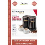 Carlburn Özel Üretim Crown Gold 8 Fincan Közde Pişiren 800W Siyah Gold Ikili Otomatik Türk Kahve Makinesi - Tek Ebat