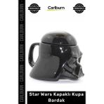 Carlburn Özel Üretim Darth Vader Seramik 3D Kask Formu Parlak Siyah Hediye Star Wars Kapaklı Kupa Bardak - Tek Ebat - Renkli