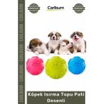 Carlburn Özel Üretim Dayanıklı Kauçuk Eğitici Diş Kaşıma Interaktif Sağlam Köpek Isırma Topu Pati Desenli - Tek Ebat - Çok Renkli