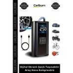 Carlburn Özel Üretim Dual Mod 150 Psı LED Powerbank Dijital Ekranlı Şarjlı Taşınabilir Araç Hava Kompresörü - Çok Renkli