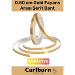 Carlburn Özel Üretim Kendinden Yapışkanlı Suya Dayanıklı 0,5 cm 50 Metre Gold Fayans Arası Şerit Bant