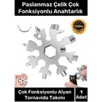 Carlburn Özel Üretim Paslanmaz Çelik Çok Fonksiyonlu Alyan Tornavida Takımı Anahtarlık Konserve Açıcı