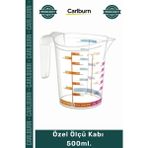 Carlburn Özel Üretim Sağlıklı Plastik Malzeme Pratik Mutfak Gereci Şeffaf Ölçekli Özel Ölçü Kabı 500ML - Çok Renkli - Tek Ebat