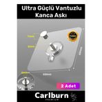 Carlburn Özel Üretim Süper Güçlü Yapışkan Kanca İz Bırakmaz Paslanmaz Çelik Ultra Güçlü Vantuzlu Askı 2 Adet