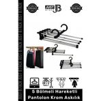 Carlburn #PantolonAskısı 5 Bölmeli Dolap Organizer Pantolon Gardrop Dayanıklı Krom Çubuklu Hareketli Askılık