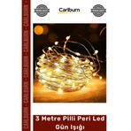 Carlburn #PeriLed Dekoratif Esnek Bakır Tel Sarı Sıcak Beyaz Aydınlatma 3 Metre Pilli Peri Led Gün Işığı