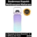 Carlburn Premium Çift Renk Ölçü Baskılı Sızdırmaz Akmaz Motivasyon Matara Suluk Sağlıklı Plastik 1 Lt Su Şişe