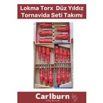Carlburn Premium Dayanıklı Ev İş Tamirat Tadilat Vida Lokma Torx Düz Yıldız Tornavida Seti Takımı