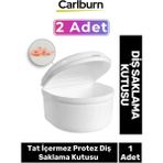 Carlburn Premium Dayanıklı Plastik Büyük Boy 2 Adet Tat İçermez Protez Diş Saklama Kutusu