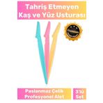 Carlburn Premium Ergonomik Tahriş Etmez Tüy Yüz Epilasyon Aleti Bıyık Alma 3'Lü Set Kaş Ve Yüz Usturası
