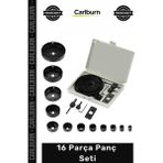 Carlburn #punch Ağaç Kesme Testere Matkap Ucu Takımı Alçıpan Tavan Metal Plastik Delik Açma 16 Parça Panç Seti - Tek Ebat