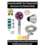 Carlburn Sağlam Kopmaz Paslanmaz Turbo Duş Başlığı Basınçlı Ayarlanabilir Su Tasarrufu Hortum Mafsal Seti