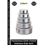 Carlburn #SaklamaKabı Kaliteli Sağlıklı Hijyenik Sızdırmaz 5 Parça Paslanmaz Çelik Yemek Saklama Kabı Seti