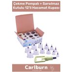 Carlburn Sarsılmaz Kutulu Çekme Pompa Selülit Çatlak Giderici Vakumlu Masaj Aleti 12'li Kupa Hacamat Seti