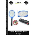 Carlburn #sinekraket Elektrikli Haşere Kovucu 3 Katmanlı Metal Ağlı Güçlü Etki Sinek Öldürücü Raket Şarjlı - Tek Ebat