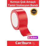Carlburn Süper Güçlü Su Geçirmez Sızdırmaz Kırmızı Renk Çok Amaçlı Tamir İzolasyon Bandı 48 mm x 10 m 5 Adet