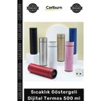 Carlburn #termos Kamp Piknik Plaj Ofis Seyahat LED Ekranlı Paslanmaz Çelik Akıllı Sızdırmaz Sıcaklık Göstergeli Dijital Termos 500 ml - Çok Renkli
