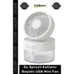 Carlburn #vantilatör Masaüstü Şarjlı Portatif Hava Soğutucu Işıklı Su Spreyli Katlanır Başlıklı USB Mini Fan - Çok Renkli
