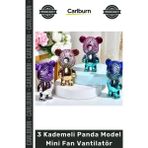 Carlburn #vantilatör Şık Taşınabilir Sessiz USB Şarjlı Masaüstü 3 Kademeli Panda Model Mini Fan Vantilatör - Çok Renkli