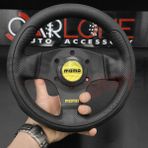 Carlone Spor Direksiyon Deri 24CM Momo Tip - Yarış Spor Direksiyonu - Siyah