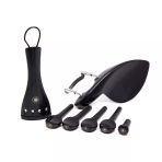 Carlovy Mve-S-14 Keman Aksesuar Seti - Abanoz (Eğitim - 1/4 Boy) | Komple Set: 4 Burgu, 1 Kuyruk, 1 Çenelik Ve 1 Endpin; Yüksek Kaliteli Siyah Abanoz | Uyum: 1/4 (Küçük Boy) Kemanlar