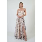 Carmen 58267 Siyah Empirme Yırtmaçlı Uzun Abiye Elbise