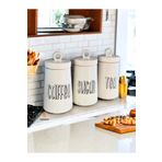 CARMEN SOFT paris 3 Lü Lüks Letter Liza Model 750 ml Kapaklı Kavanoz Seti Çay / Şeker / Kahve Saklama Kabı