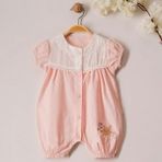 Carmin Baby Tavşan Nakışlı Kız Bebek Tulum - Pembe - Açık Pembe - 6 Ay