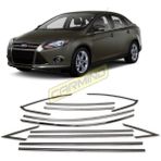 Carmind Ford Focus 3 Sedan Siyah 2011-2017 16 Parça Krom Cam Çerçevesi