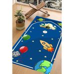 Carmine Carpet(3086) Dijital Baskılı Yıkanabilir Kaymaz Taban Çocuk Seccadesi mavi 60 x 100