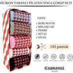 Carnaval Socks 5’li Silikon Tabanlı Pilates ve Yoga Çorap Seti | Kaydırmaz Pamuklu Unisex Spor Çoraplar - Karışık-Çok Renkli - 36 - 41