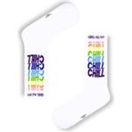 Carnaval Socks Chıll Yazılı Beyaz Tenis Çorap - 37 - 44 - Çok Renkli