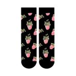 Carnaval Socks Popcorn Desenli Siyah Soket Çorap, 1 adet