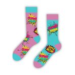 CARNAVAL SOCKS Sağlı Sollu Super Mom Desenli Renkli Soket Çorap,%80 Pamuk Karışımlı, 37-44 Numara, Unisex, Spor ve Günlük Kullanım, 1 Adet Super Mom