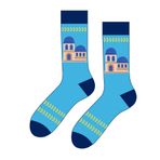 CARNAVAL SOCKS Santorini Manzaralı Mavi Soket Çorap,%80 Pamuk Karışımlı, 37-44 Numara, Unisex, Spor ve Günlük Kullanım, 1 Adet Santorini