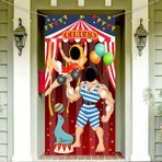 Carnival Circus Party Decoration Carnival Photo Door Banner Backdrop Props,Large Fabric Photo Door Banner for Carnival Circus Party Deco Carnival Game Supplies,1.8m x 0.9m