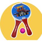 Carnivalland Beach Ball Ahşap Plaj Tenis Raketi ve Kaliteli Top Fileli Set (2 Raket + 1 Top) - Kırmızı - 19*33cm - 220gr
