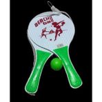Carnivalland Beach Ball Sahil Havuz Ahşap Plaj Tenis Raketi ve Kaliteli Top Fileli Set (2 Raket + 1 Top) - Yeşil - 19*33cm