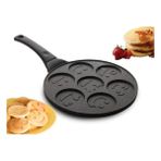 Carnivalland Döküm Granit Emojili Pankek Waffle Burger Tavası Glora Pankek Tavası 28CM Kahvaltılık Tava - Siyah