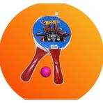 Carnivalland Plaj Sahil Tenis Raketi Beach Ball Ahşap Tahta 2li Raket Pinpon Top Seti - Kırmızı - 19*33cm - 220gr