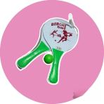 Carnivalland Plaj Sahil Tenis Raketi Beach Ball Ahşap Tahta 2li Raket Pinpon Top Seti - Yeşil - 19*33cm - 220gr