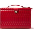 Caroline Extra Large Deri Takı Kutusu 43 Bölmeli Seyahat Çantalı 42X28X38 cm - Kırmızı