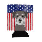 Caroline's Treasures BB2136CC Amerikan Bayrağı ve Schnauzer Can veya Şişe Hugger, Can Cooler Sleeve Hugger Makinede Yıkanabilir İçecek Kovanı Hugger Katlanabilir İzolatör İçecek Yalıtımlı Tutucu,