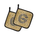 Caroline's Treasures CJ2004-GPTHD G Harfi Müzik Aleti Alfabe Pot Tutucu Çifti Mutfak Isıya Dayanıklı Tencere Tutucular Setleri Fırın Sıcak Pedleri Pişirme Pişirme Barbekü, 7 1/2 x 7 1/2